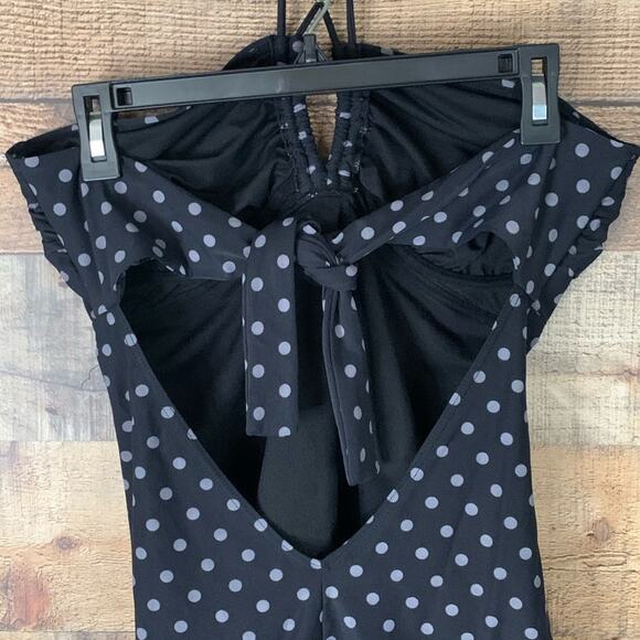 Coco Reef Black White Polka Dot Bandeau Halter One Piece Swimsuit Size 40D - Picture 7 of 10